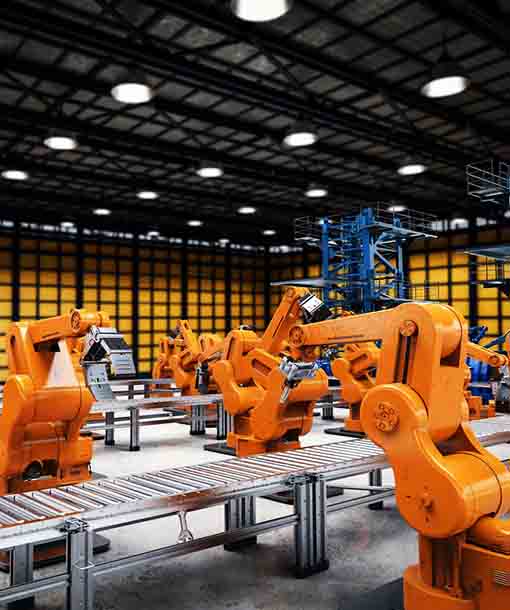 Close-up of automated machinery on a production line